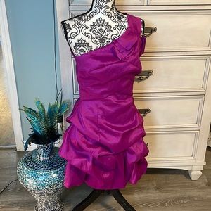 Vtg Jessica McClintock Gunne vibrant Prom Dress Barbie One Shoulder Sz 10